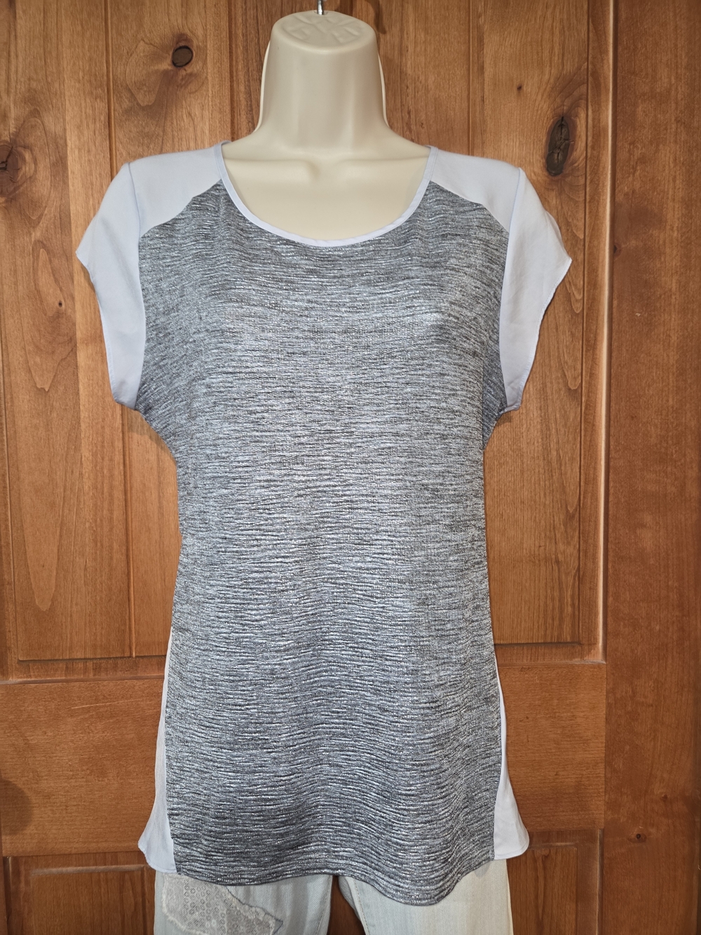 Apt. 9 Blue & Silver Short Sleeve Knit Top